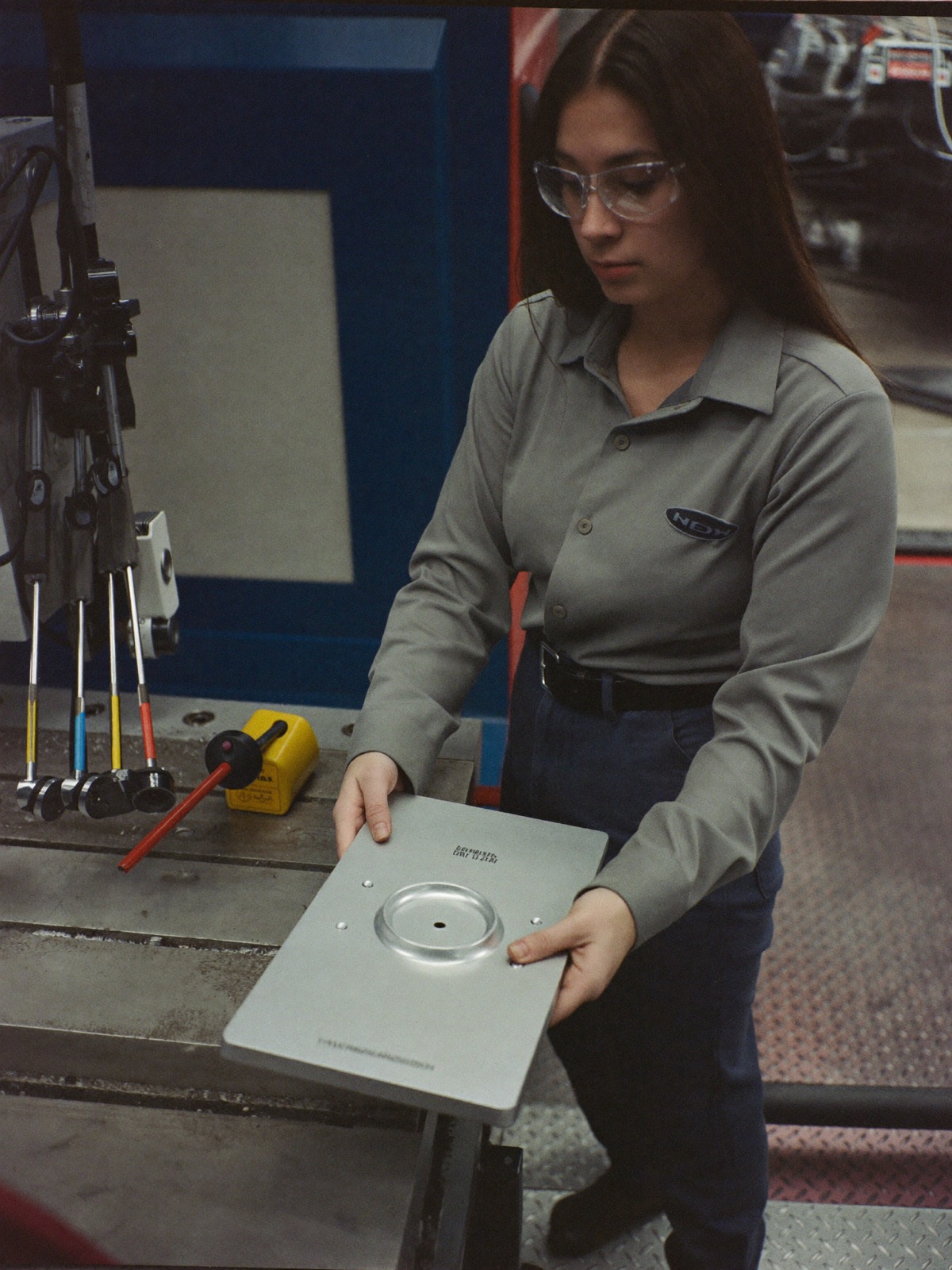 A manufacturing worker at their place of work